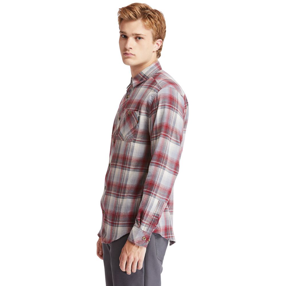 Timberland Πουκαμισα Ανδρικα Μπορντο - Pro® Woodfort Midweight Flannel Work - Greece 1278469-MD